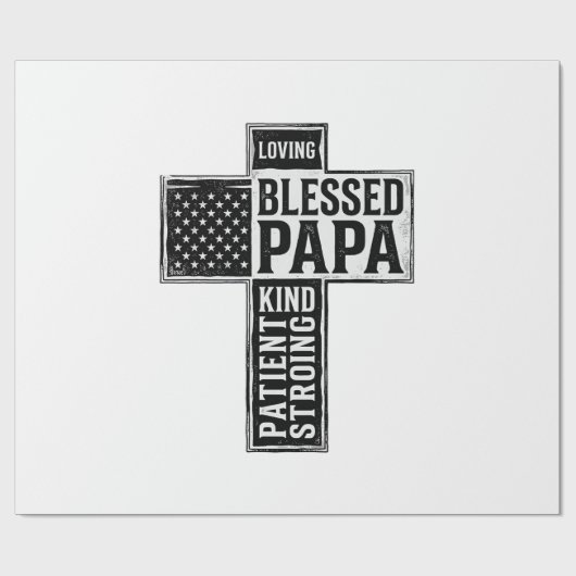 Gezegende Papa Kruis Christelijke Vintage Typograf Cadeaupapier (Vlak)