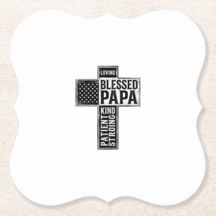 Gezegende Papa Kruis Christelijke Vintage Typograf Kartonnen Onderzetters