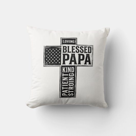 Gezegende Papa Kruis Christelijke Vintage Typograf Kussen (Voorkant)
