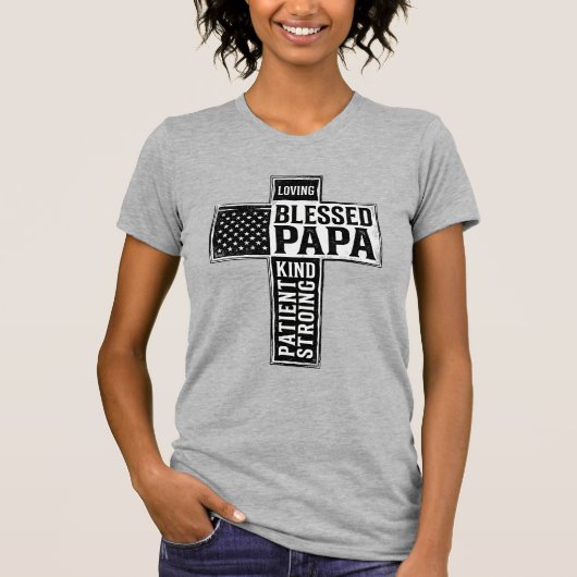 Gezegende Papa Kruis Christelijke Vintage Typograf T-shirt (Voorkant)