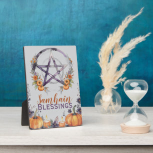 Gezegende Samhain Pentakel & Herfst Pompoenen Alta Fotoplaat