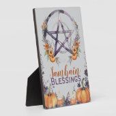 Gezegende Samhain Pentakel & Herfst Pompoenen Alta Fotoplaat (Zijkant)