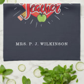 Gezegende schoolleraar hartpotlood Apple Aangepast Theedoek (Gevouwen)