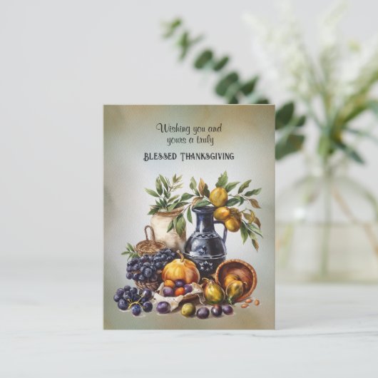 Gezegende Thanksgiving Wijn- en Fruitschalen Briefkaart (Staand voorkant)