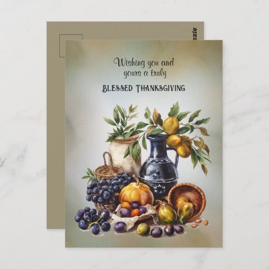 Gezegende Thanksgiving Wijn- en Fruitschalen Briefkaart (Voorkant / Achterkant)