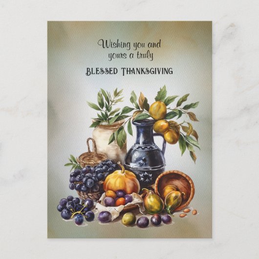 Gezegende Thanksgiving Wijn- en Fruitschalen Briefkaart (Voorkant)