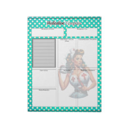 Gezegende Verpleegster Pinup _ Medicatie Sjabloon Notitieblok