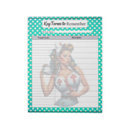 Gezegende Verpleegster Pinup _ Sleuteltermen om te Notitieblok