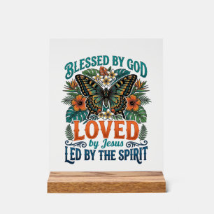 Gezegende Vlinder Christelijk T-Shirt Ontwerp_1 Acryl Bord