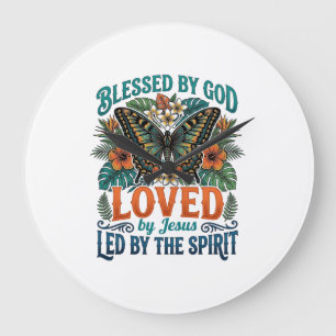 Gezegende Vlinder Christelijk T-Shirt Ontwerp_1 Grote Klok