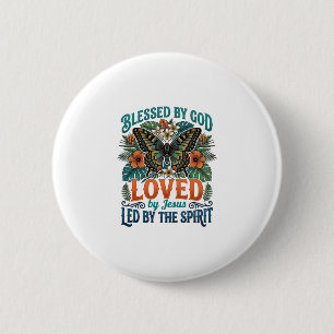 Gezegende Vlinder Christelijk T-Shirt Ontwerp_1 Ronde Button 5,7 Cm