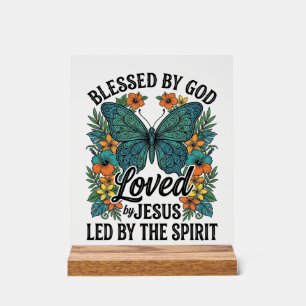 Gezegende Vlinder Christelijk T-Shirt Ontwerp (2) Acryl Bord