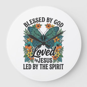 Gezegende Vlinder Christelijk T-Shirt Ontwerp (2) Grote Klok