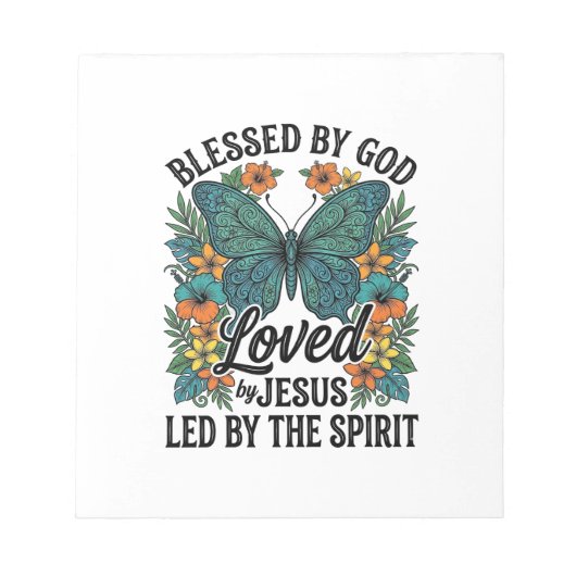 Gezegende Vlinder Christelijk T-Shirt Ontwerp (2) Notitieblok (Voorkant)