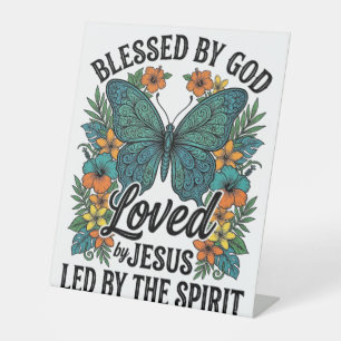 Gezegende Vlinder Christelijk T-Shirt Ontwerp (2) Reclamebord Met Voetstuk