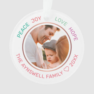 Gezelfsfoto Vrede Vreugde Hoop Liefde Modern Ornament