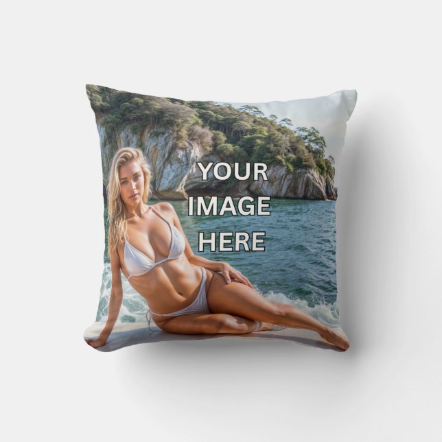 GEZELLIG! 🛋️ Afbeelding of tekst toevoegen aan ku Kussen (Voorkant)