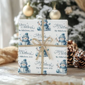 Gezellig Blauw Rustiek Kerst Cadeaupapier