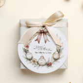 Gezellig Blauw Rustieke Kerst Krans Ronde Sticker