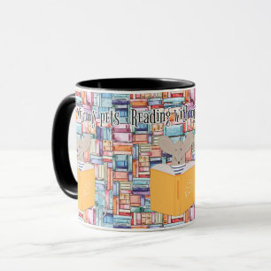 Gezellig boek lezen met huisdieren en koffie vibes mok