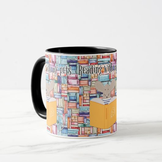 Gezellig boek lezen met huisdieren en koffie vibes mok (Voorkant links)