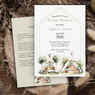 Gezellig boho glamping tipi bruidsfeest slaapfeest kaart