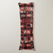 Gezellig Cabin Comfort – Rood & Zwart Buffalo Plai Lichaamskussen (Voorkant Verticaal)