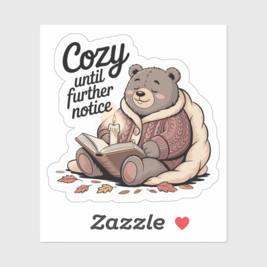Gezellig Chubby Beer Voorlezen Herfst Sticker (Vel)