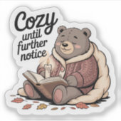 Gezellig Chubby Beer Voorlezen Herfst Sticker (Voorkant)