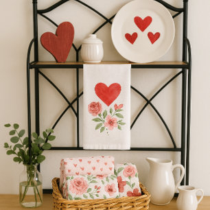 Gezellig Cottage Hart en Rozen  Theedoek