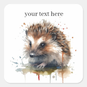 Gezellig Critter: Egel in Waterverf, op maat Vierkante Sticker