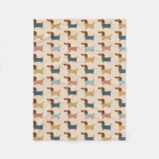 Gezellig Dachsund Trui Patroon Fleece Deken (Voorkant)