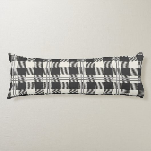 Gezellig donkergrijs van witte Buffalo Plaid Lichaamskussen (Voorkant)