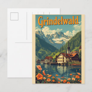 Gezellig dorp Grindelwald Zwitserland natuur gesch Briefkaart