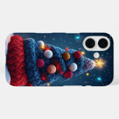 Gezellig gebreide kerstboom blauw rood Case-Mate iPhone case (Achterkant (horizontaal))