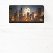 Gezellig Halloween Night Cityscape met pompoen Spandoek (Insitu)