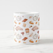 Gezellig Herfst Essentials Waterverf Patroon Extra Grote Beker (Voorkant)