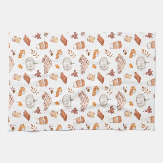 Gezellig Herfst Essentials Waterverf Patroon Theedoek (Horizontaal)