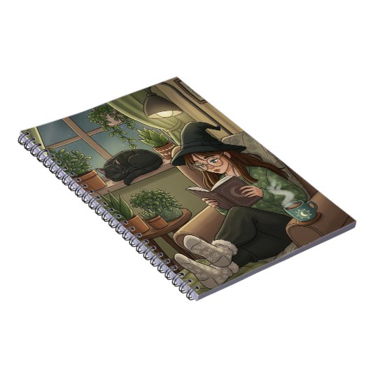 Gezellig Herfst Leesboek - Heksenkattenboeken Thee Notitieboek (Rechterzijde)