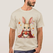 Gezellig herfstontwerp: konijn geniet van een koff t-shirt (Voorkant)
