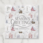 Gezellig Huis Kerstmis Roze ID985 Bedankjes Labels (Voorkant)