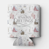 Gezellig Huis Kerstmis Roze ID985 Blikjeskoeler (Achterkant)