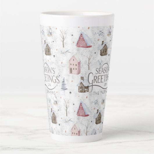 Gezellig Huis Kerstmis Roze ID985 Latte Mok (Voorkant)