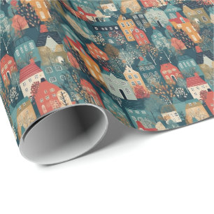 Gezellig Hygge Dorp Noordse Volkscultuur Cadeaupapier