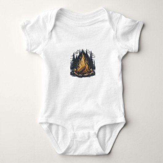 Gezellig kampvuur schets Baby Bodysuit (Voorkant)