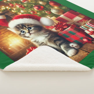 Gezellig Kerst Kitten grote Sherpa Deken