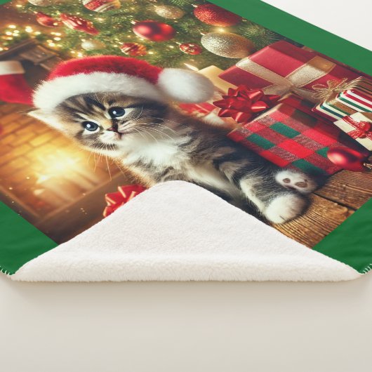 Gezellig Kerst Kitten grote Sherpa Deken (3/4)
