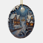 Gezellig kerstdorp keramisch ornament (Rechts)