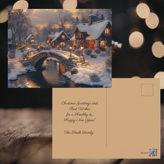 Gezellig kerstdorp winterscène feestdagenkaart