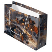 Gezellig kerstdorp winterscène groot cadeauzakje (Voorkant Gekanteld)